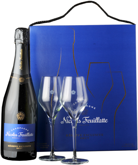 Nicolas Feuillatte Brut Réserve (en 2 Glasses) Champagne Coffret - with